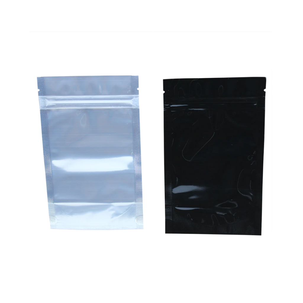 Mylar 1/4oz Tamper Evident Zip-Lock Exit Bags (Transparent/Black)